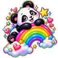 Cute Panda Rainbow PNG