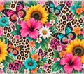 Leopard Print Floral Butterfly Tumbler Wrap