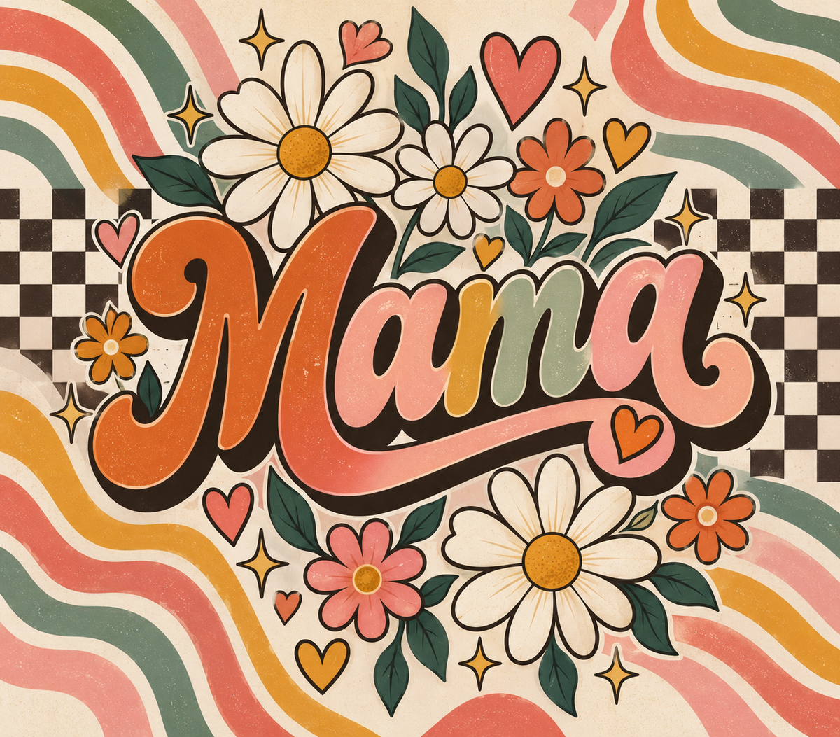 Retro Mama Floral Tumbler Wrap