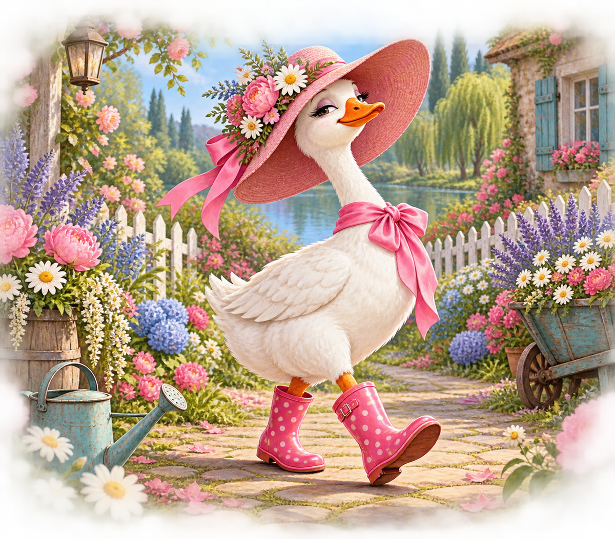 Fancy Garden Goose Pink Hat Tumbler Wrap