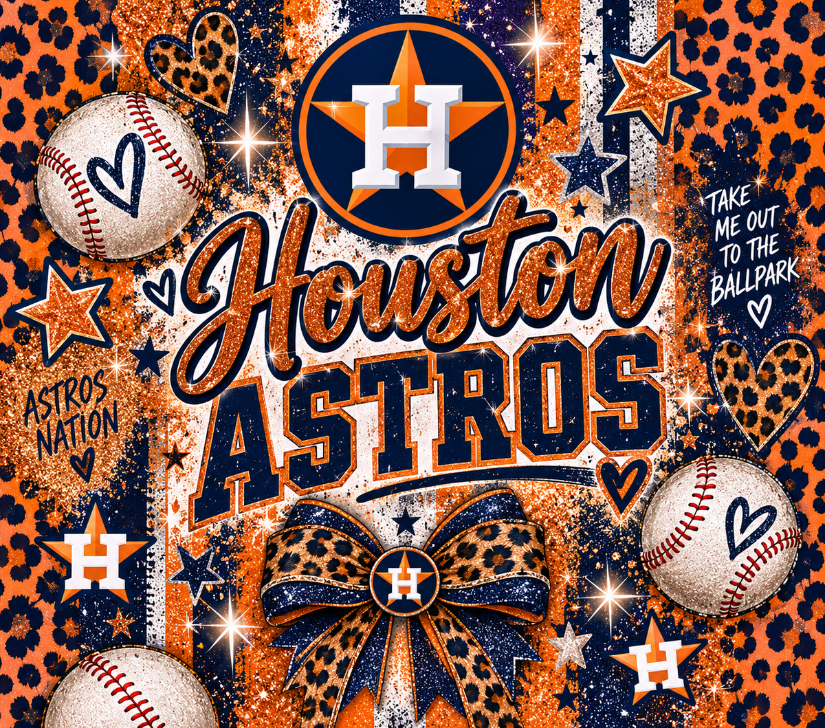 Houston Astros Glitter Bow Tumbler Wrap