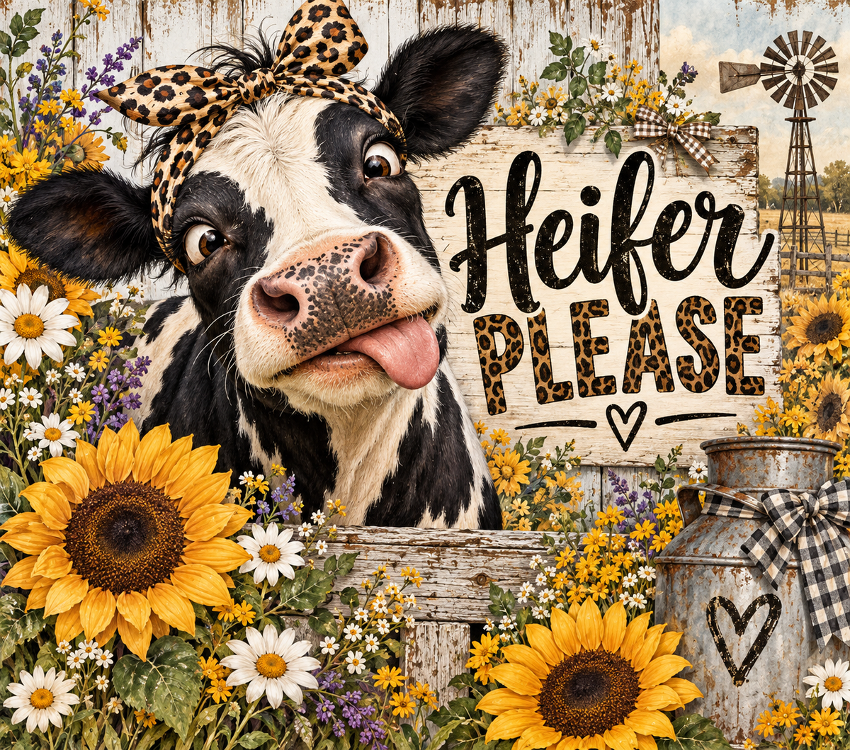 Heifer Please Funny Cow Sunflower Tumbler Wrap