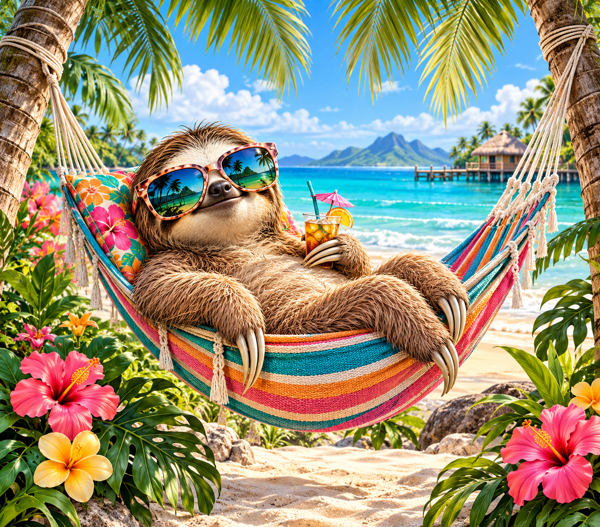 Sloth Tropical Beach Hammock Tumbler Wrap