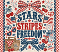 Stars Stripes Freedom Gingham Picnic Patriotic Tumbler Wrap