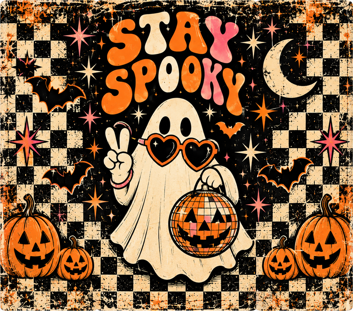 Stay Spooky Retro Tumbler Wrap Sublimation Design