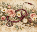 Vintage Rose Stethoscope Tumbler Wrap