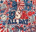 USA All Day Retro Groovy Patriotic Tumbler Wrap