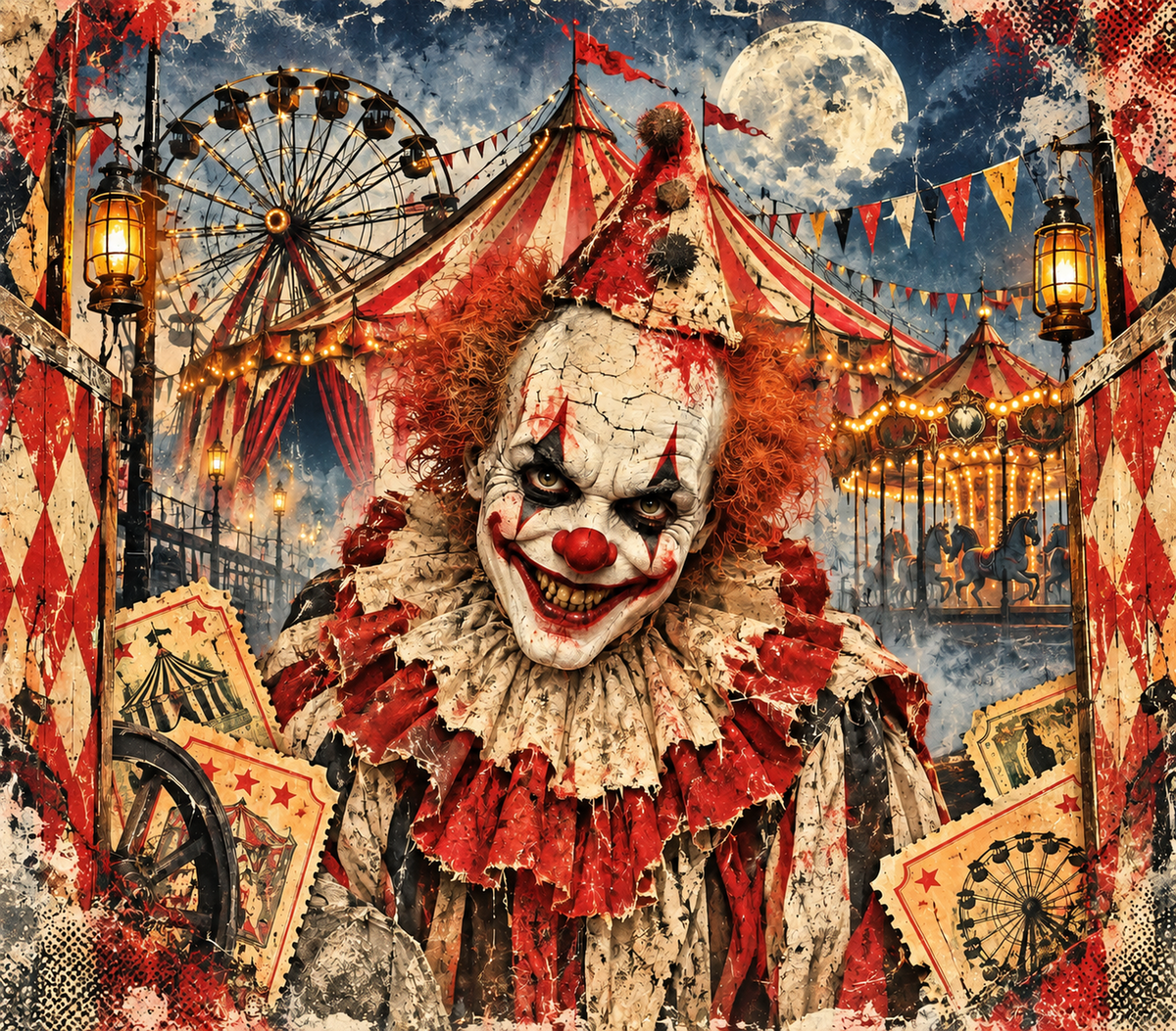 Vintage Big Top Clown Tumbler Wrap