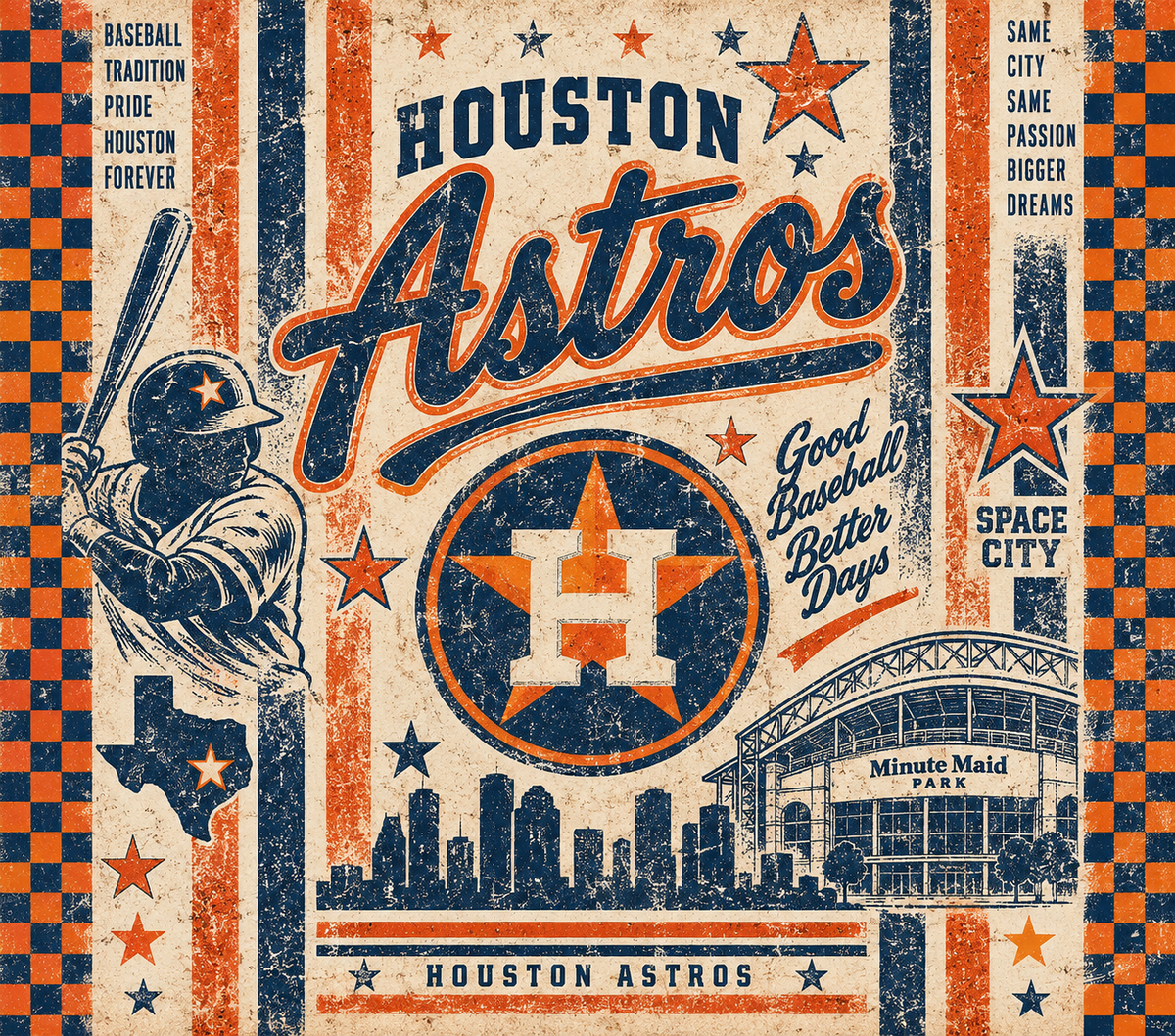 Houston Astros Vintage Retro Poster Style Tumbler Wrap